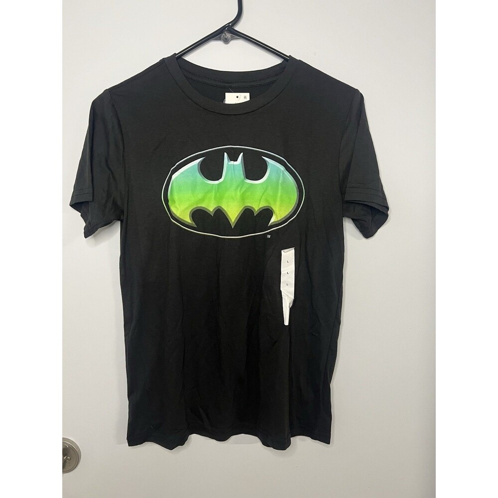Brand New with Tags Batman Youth Large Black Shirt Green Graphic Logo NWT